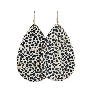 Nickel & Suede Medium Spotted Cork Leather Teardrop Earrings